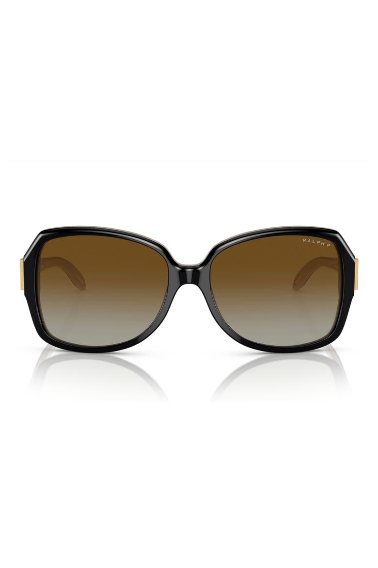 58mm Gradient Butterfly Sunglasses, Main, color, SHINY BLACK NUDE / BROWN