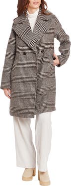 Frye Plaid Water Resistant Double Breasted Coat