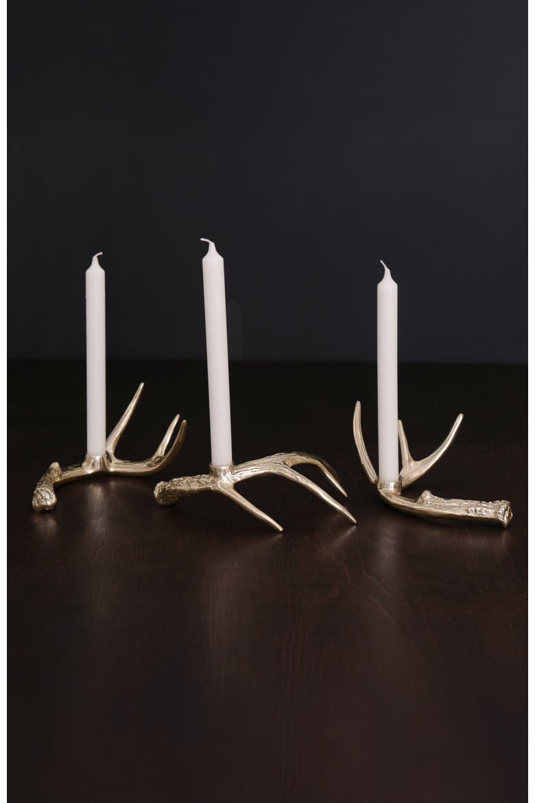 WESTERN Antler Candlestick Set of 3, Alternate, color, Gold