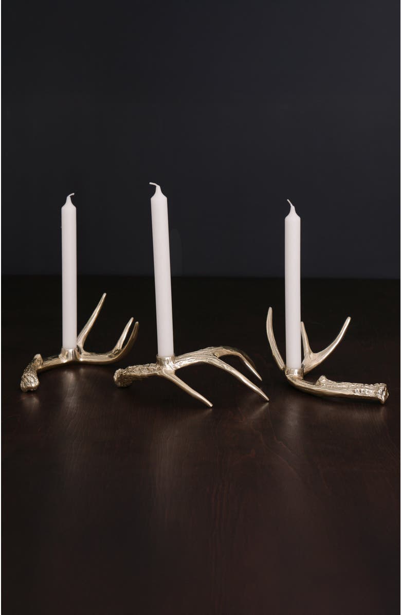 BEATRIZ BALL Collection WESTERN Antler Candlestick Set of 3, Alternate, color, Gold