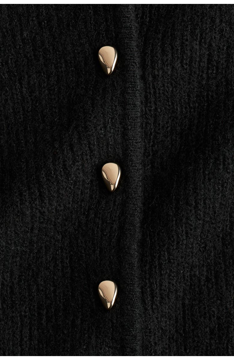 H&M Rib-knit Peplum Cardigan, Alternate, color, Black