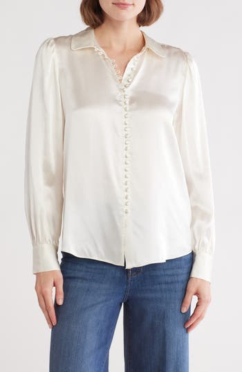 Frame Round Collar Button Front Shirt