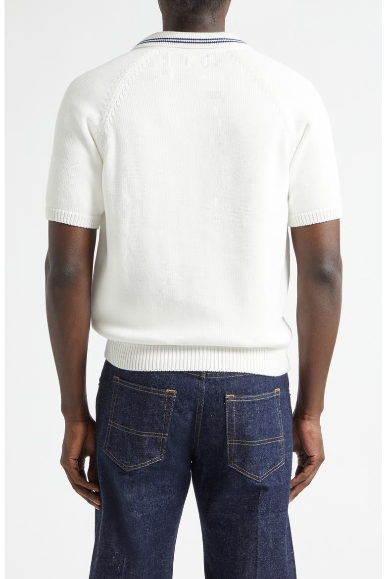 Cotton Polo Sweater, Alternate, color, WHITE/ NAVY