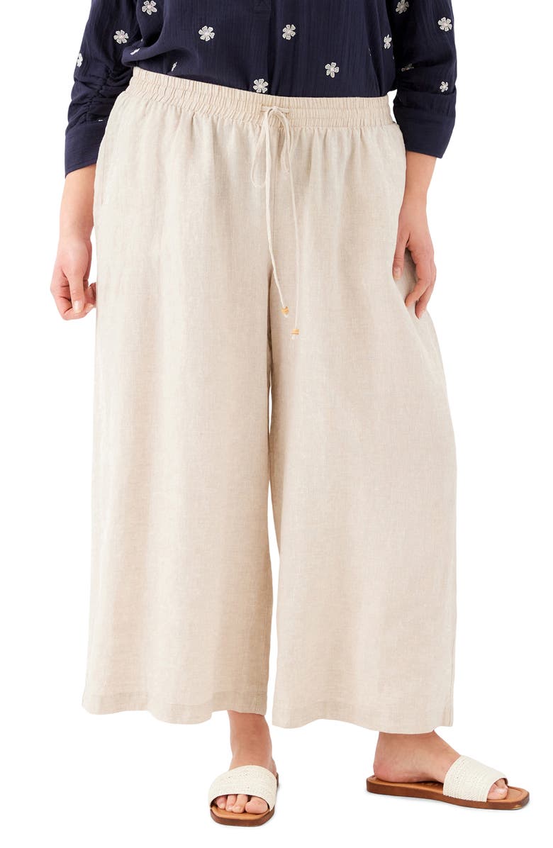 Karen Kane Wide Leg Drawstring Linen Pants, Main, color, Oatmeal