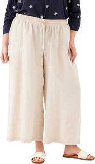 Karen Kane Wide Leg Drawstring Linen Pants