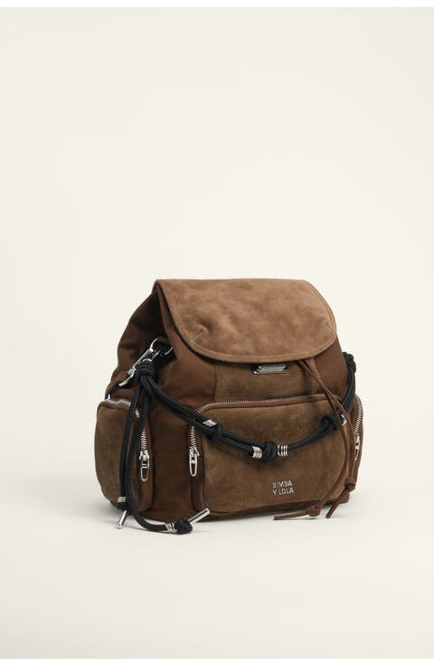 Large Cotton And Suede Pocket Bag