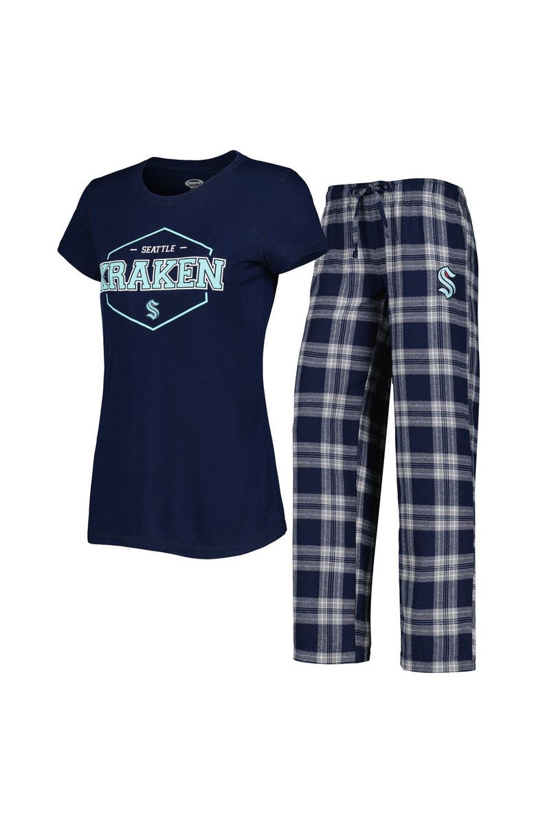 CONCEPTS SPORT Women's Concepts Sport Deep Sea Blue/Gray Seattle Kraken Badge T-Shirt & Pants Sleep Set, Main, color, Navy