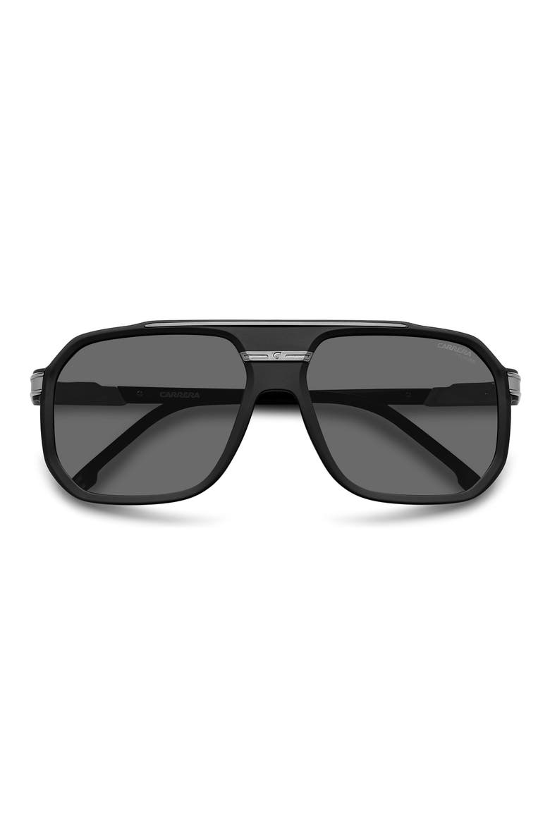 60mm Polarized Oversize Aviator Sunglasses, Alternate, color, MATTE BLACK DARK RUTHENIUM