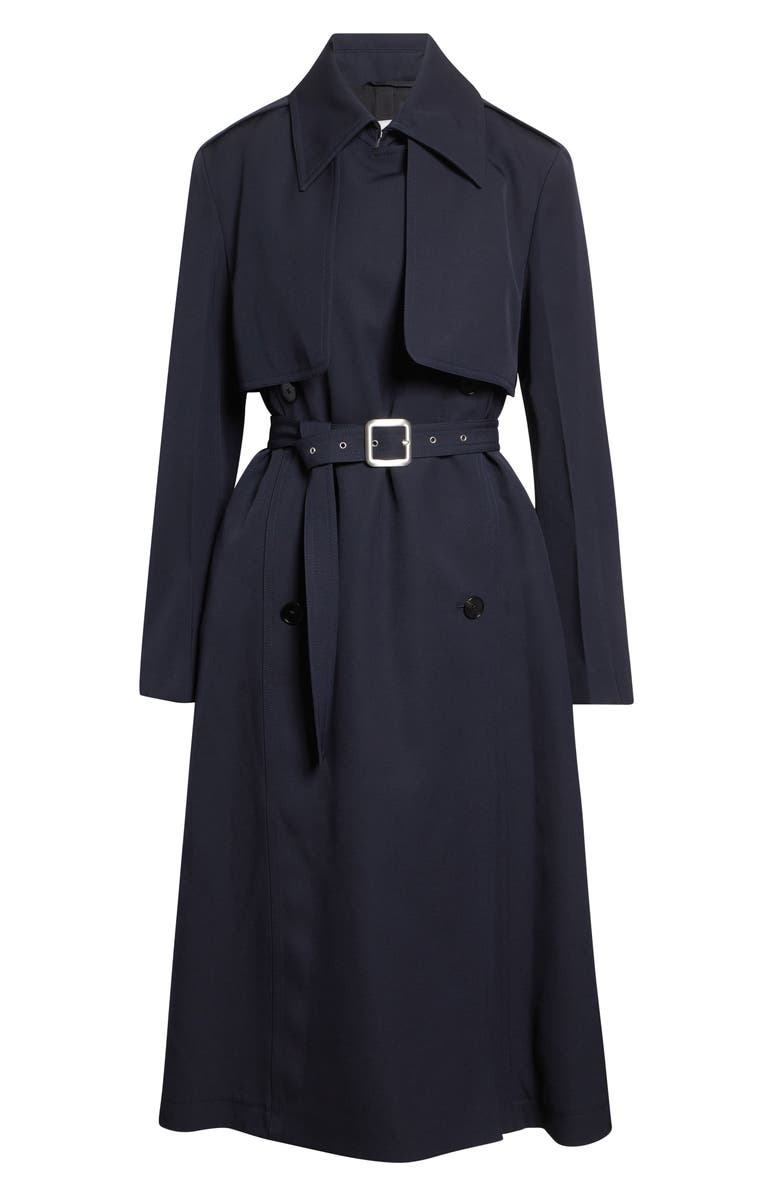 Jil Sander Belted Wool Trench Coat, Main, color, Navy