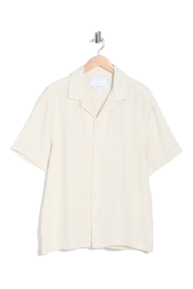 Stripe Linen Blend Camp Shirt, Alternate, color, CREAM