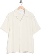 DENIM AND FLOWER Stripe Linen Blend Camp Shirt
