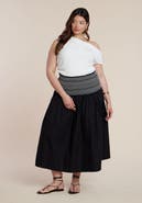 ELOQUII Smocked Flare Maxi Skirt