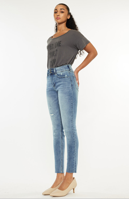 Kancan Carson High Rise Cigarette Leg Jeans In Blue