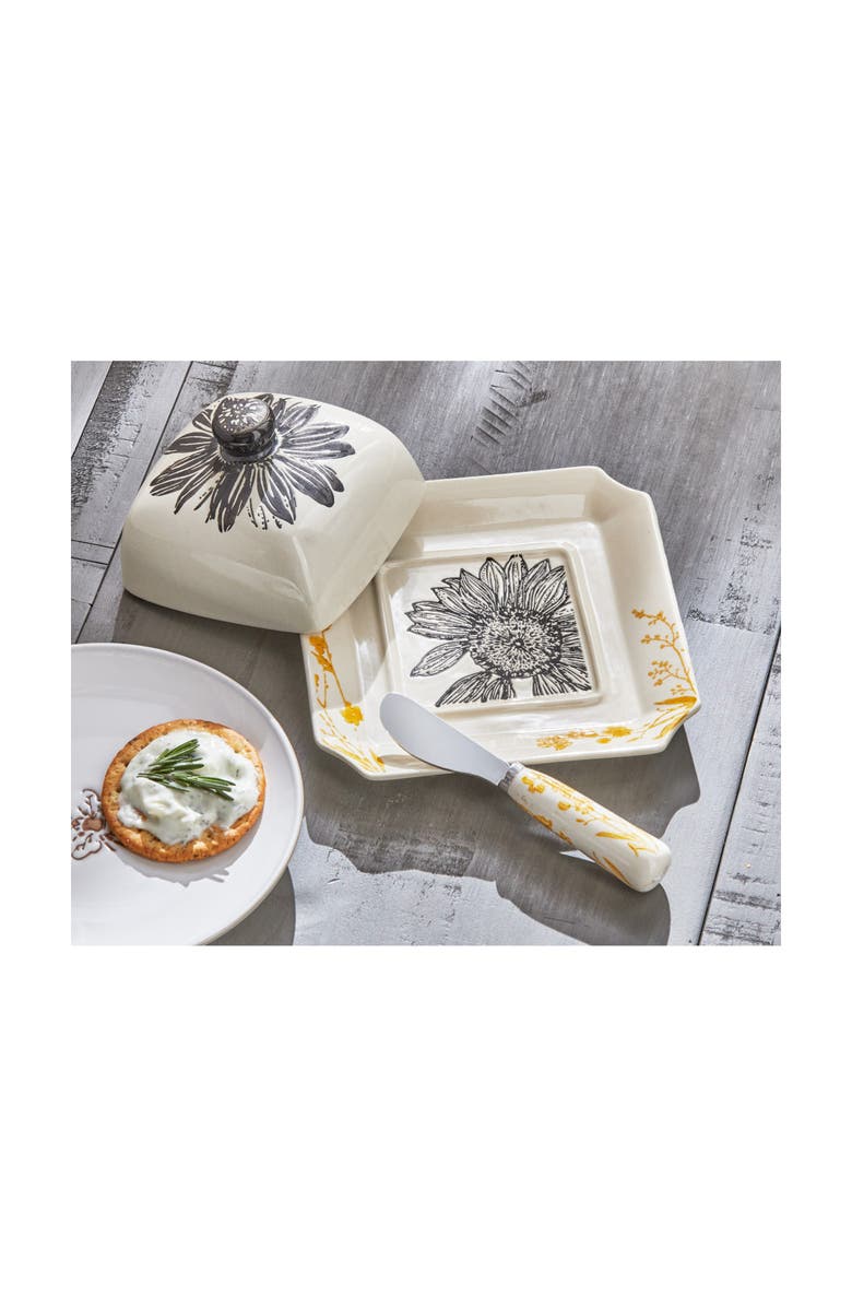 tag Let It Be Sunflower Stoneware Square Serving Platter Set, Alternate, color, Multicolored