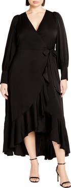 City Chic Oki Long Sleeve Wrap Dress