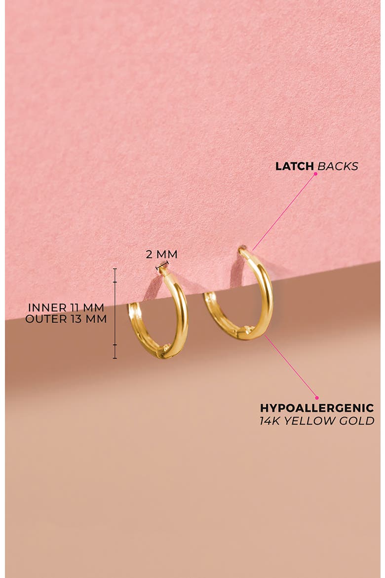 14k The Tiny Hoop Earrings, Alternate, color, Gold