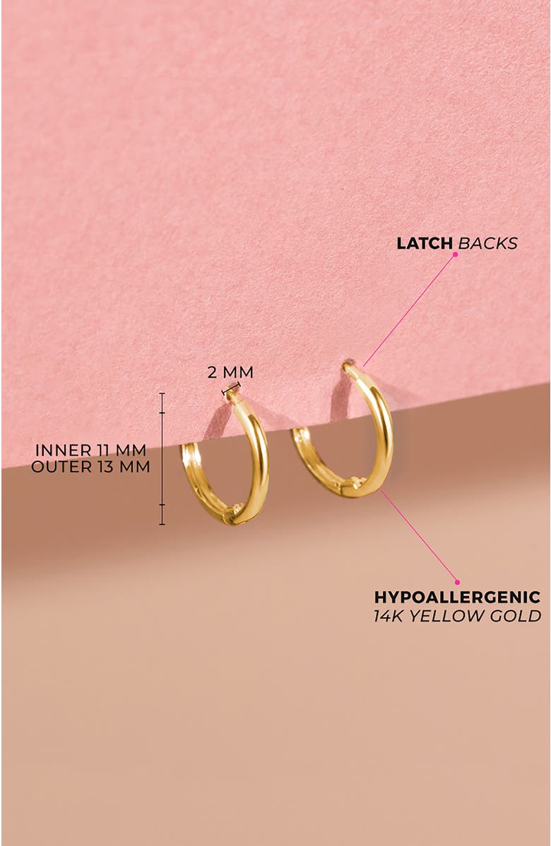 In Season Jewelry 14k The Tiny Hoop Earrings, Alternate, color, Gold