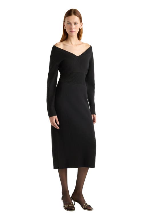 Modern Citizen Bora Off Shoulder V-Neck Sweater Dress in Black  product