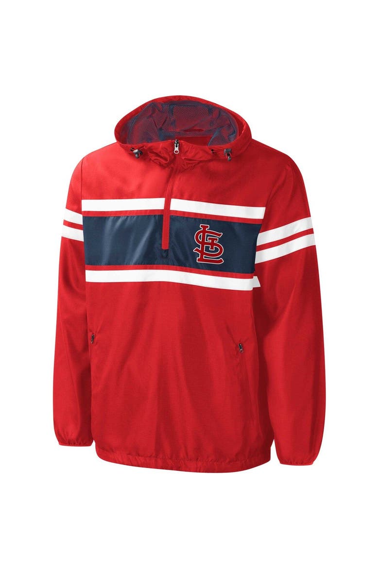 Men's G-III Sports by Carl Banks Red St. Louis Cardinals Game Score Quarter-Zip Windbreaker, Main, color, Red