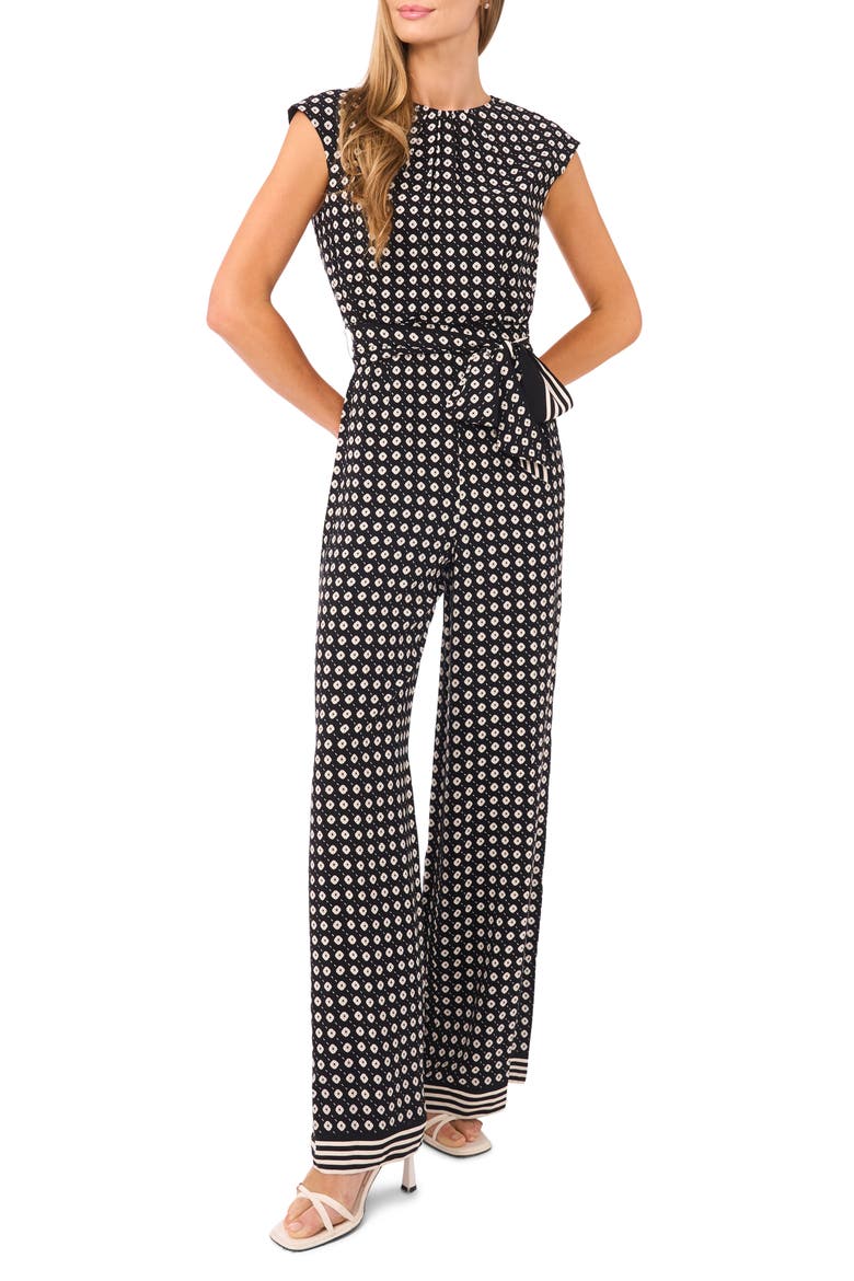 Anya Print Belted Jumpsuit, Main, color, RICH BLACK