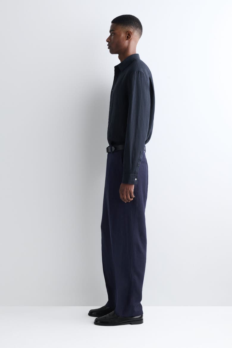 Relaxed Linen Shirt, Alternate, color, NAVY