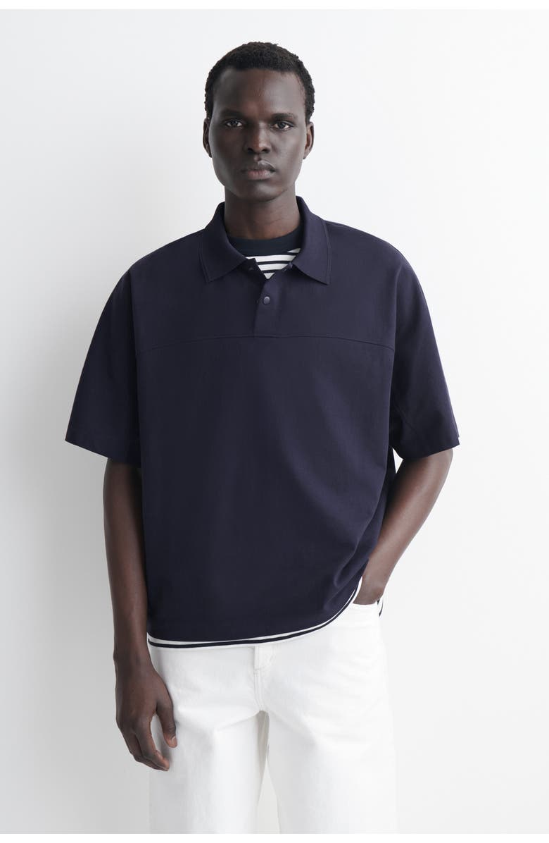 COS Press-stud Cotton Polo Shirt, Main, color, Navy