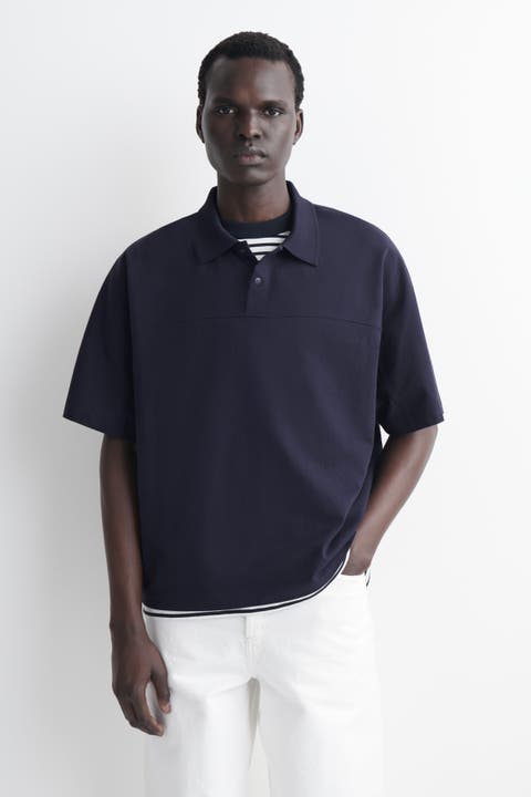 Press-stud Cotton Polo Shirt