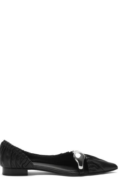 Celeste Leather Ballet Flats with Hardware