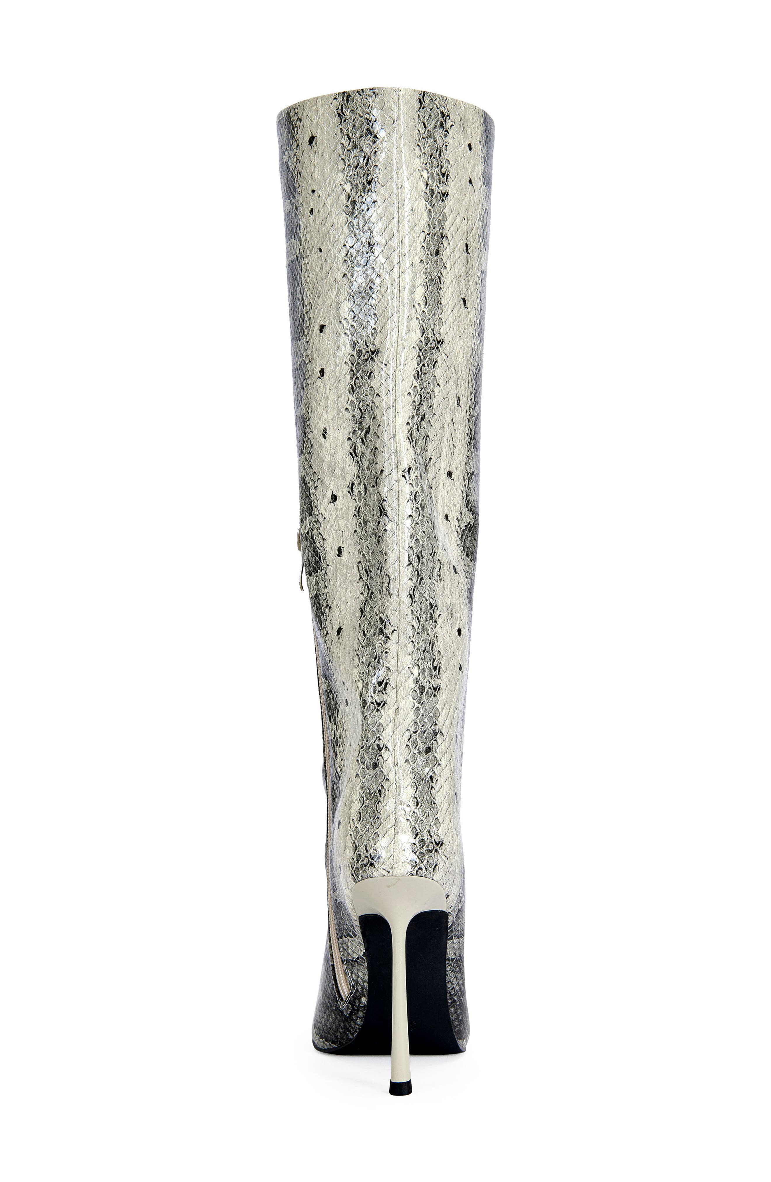 AZALEA WANG Madeye Snakeskin Embossed Knee High Boot, Alternate, color, Grey Multi