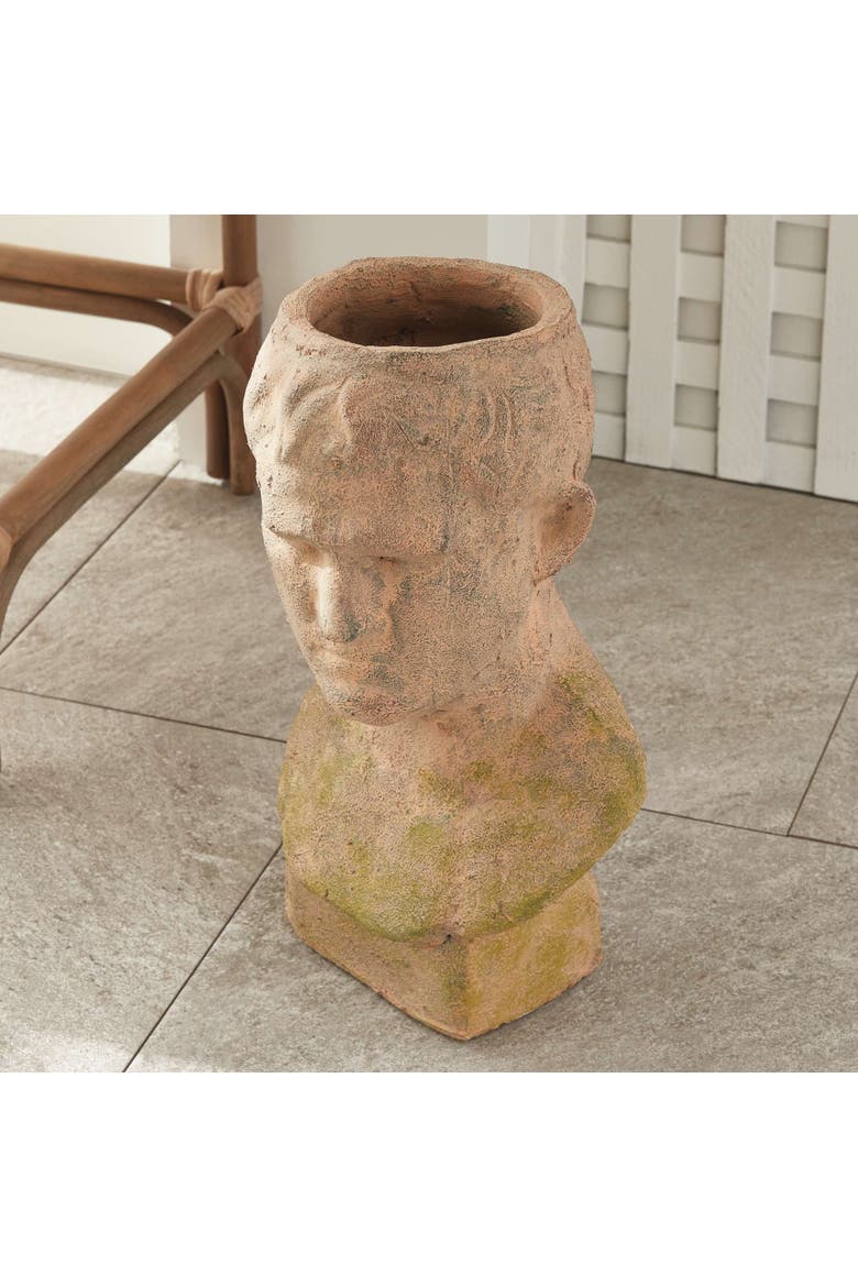 Weathered Garden Male Bust Planter, Alternate, color, Brown