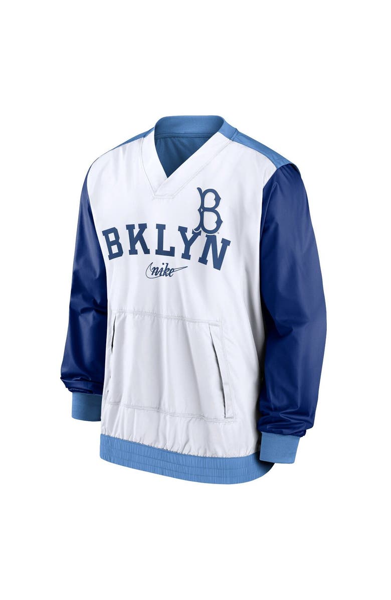 Nike Men's Nike White/Light Blue Los Angeles Dodgers Rewind Warmup V-Neck Pullover Jacket, Alternate, color, White