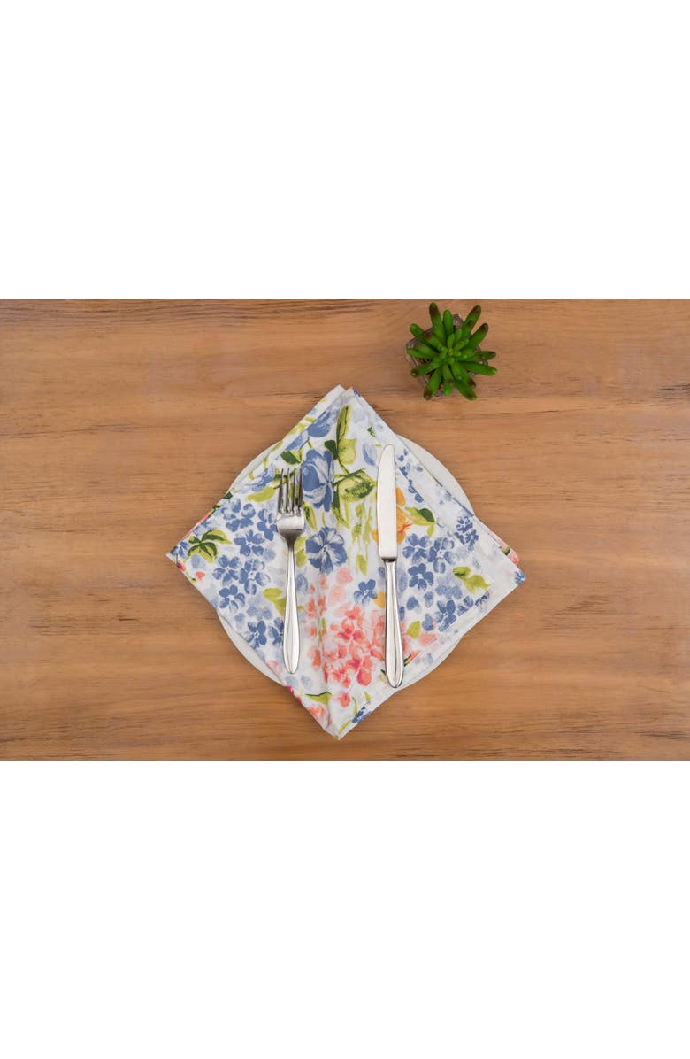 C&F Home Florian Watercolor Flowers 100% Cotton Set of 6 Cloth Napkins, Alternate, color, Yellow