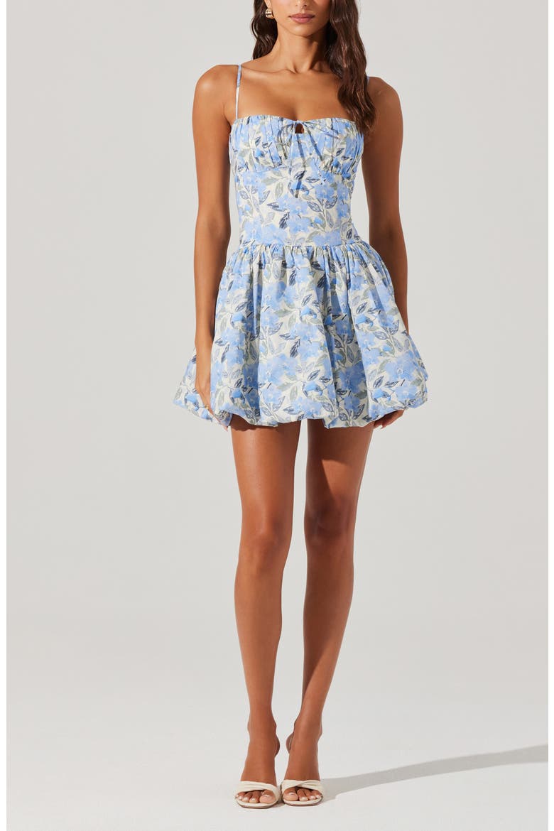 Larissa Floral Print Minidress, Alternate, color, BLUE FLORAL