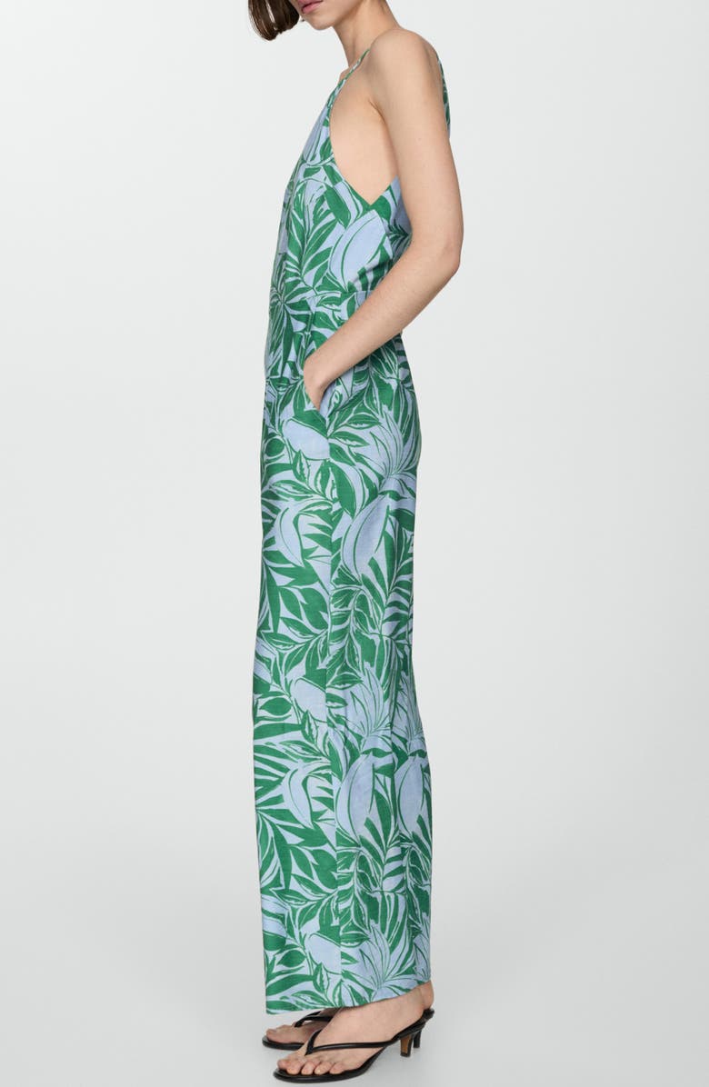 MANGO Palm Frond Print Jumpsuit, Alternate, color,