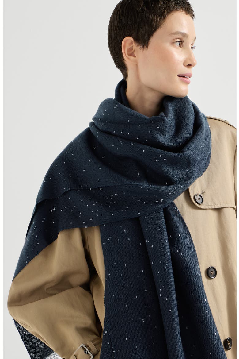 Cashmere and silk Diamond yarn scarf, Alternate, color, Blue