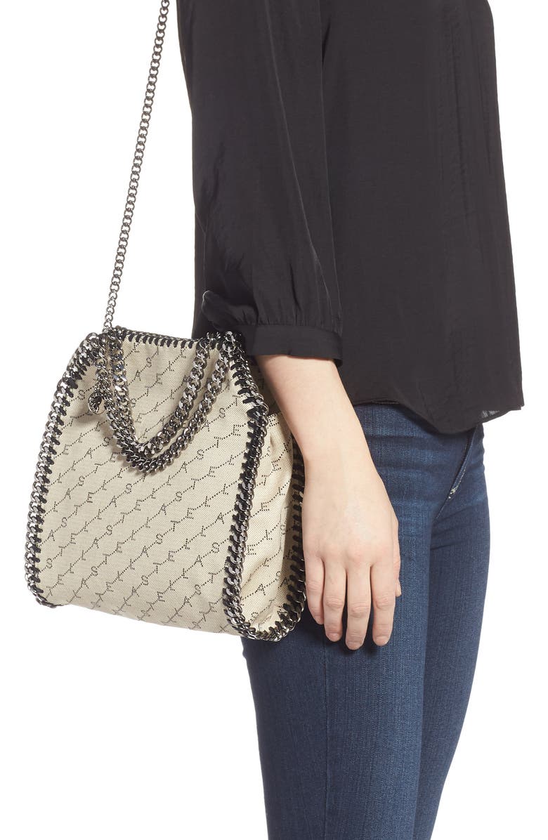 Stella McCartney Mini Falabella Logo Canvas Tote, Alternate, color,