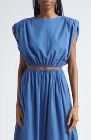 Toccin Sirelle Cap Sleeve Linen Blend Shirt