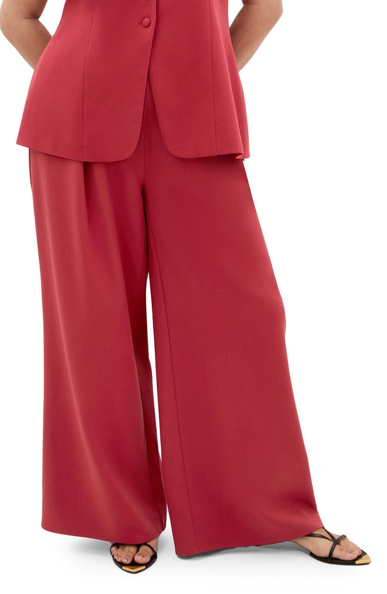 City Chic Tori Pleat Wide Leg Pants, Main, color, Sienna
