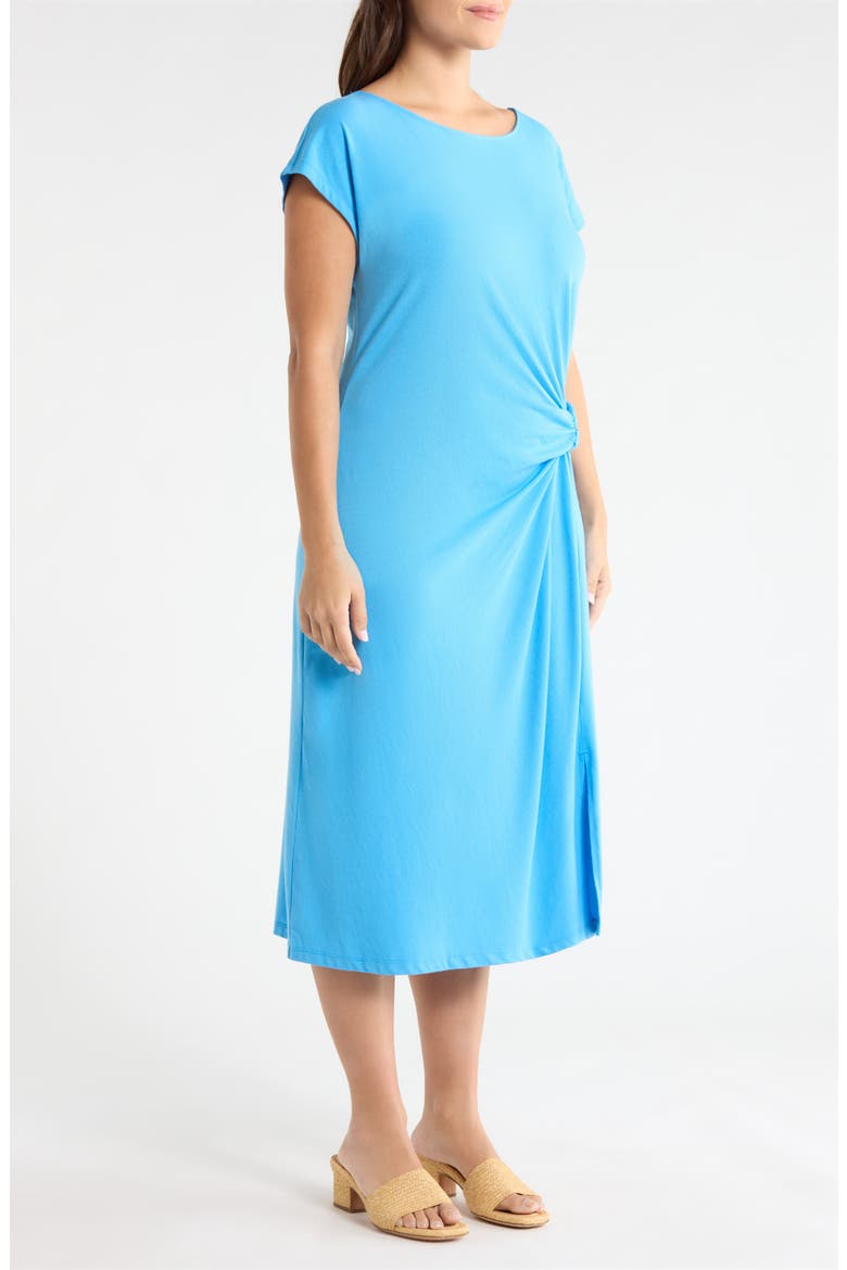 Twist Cotton Blend Knit Midi Dress, Alternate, color, BLUE MAYA