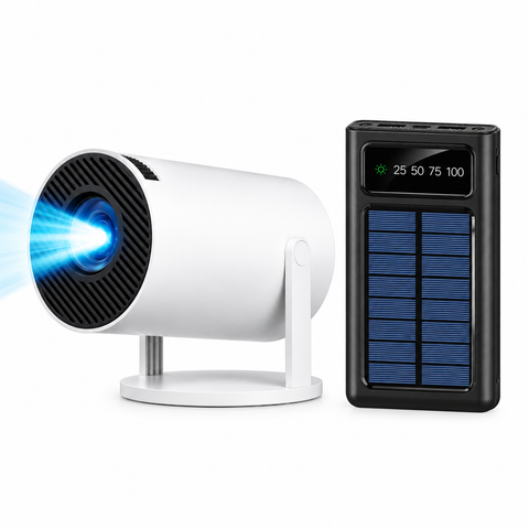 Projector & SolarSync Power Bank Bundle - Portable Entertainment & Power Kit