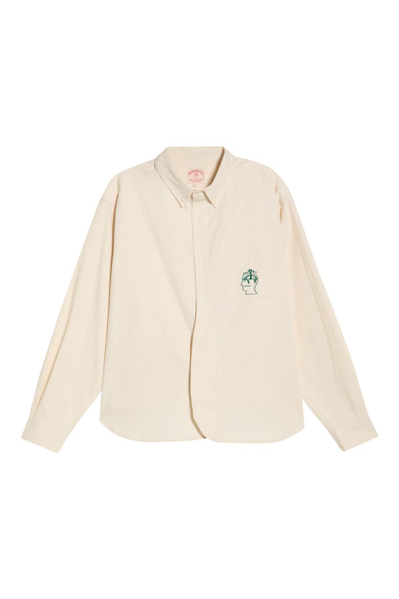 x Brooks Brothers California Oxford Half Placket Button-Down Shirt, Alternate, color, NATURAL