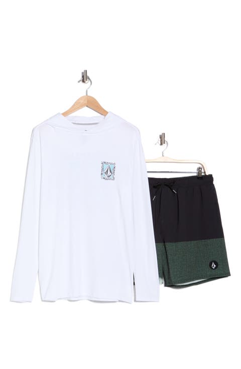 Hooded Swim Shirt & Shorts Set