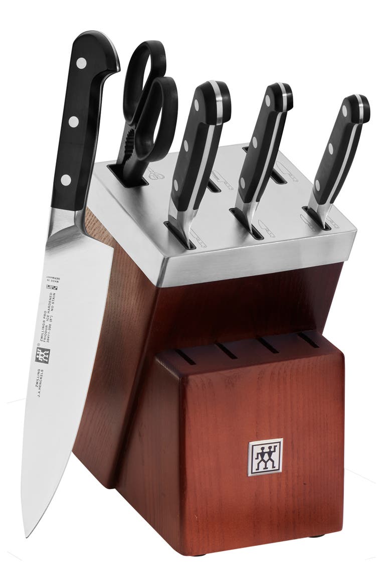 Pro 7-Piece Self-Sharpening Knife Block & Cutting Board Set, Alternate, color, BROWN