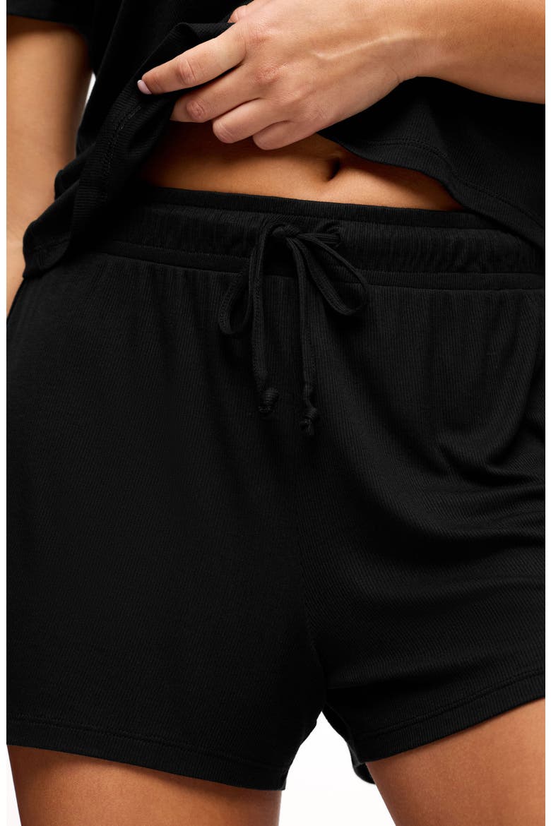 Rib Pajama Short Set, Alternate, color, BLACK