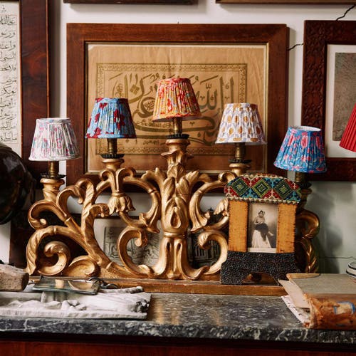 Sophie Williamson Design Chandelier Lampshade Geraldine In Blue