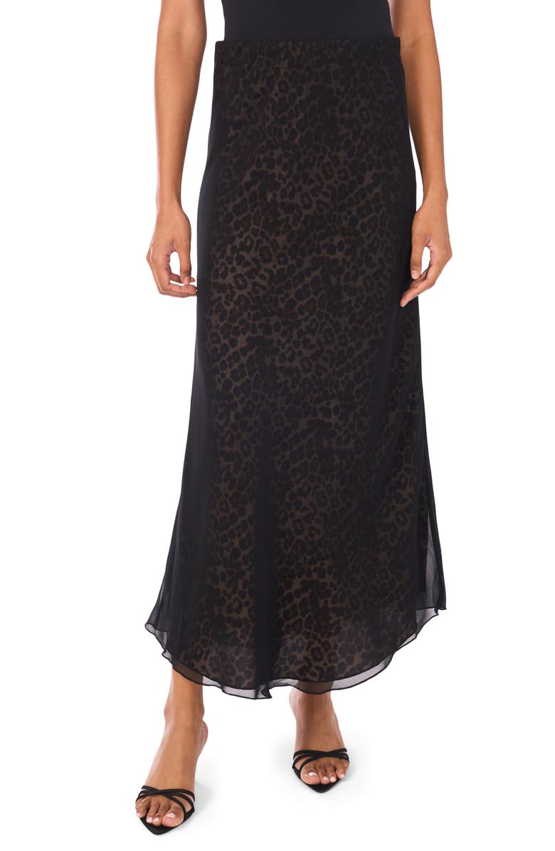 Parker Leopard Mesh Maxi Skirt, Main, color, Black/ Natural Sand