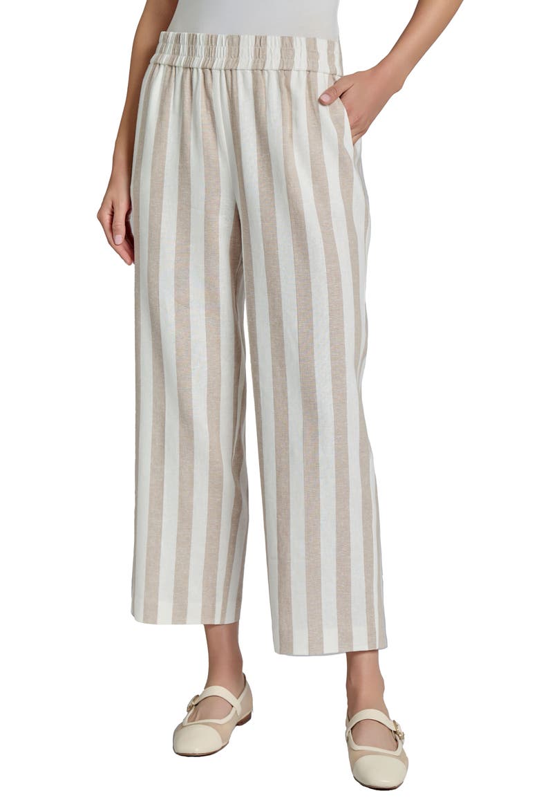 Stripe Wide Leg Crop Linen Blend Pants, Main, color, NATURAL STONE/ JONES WH