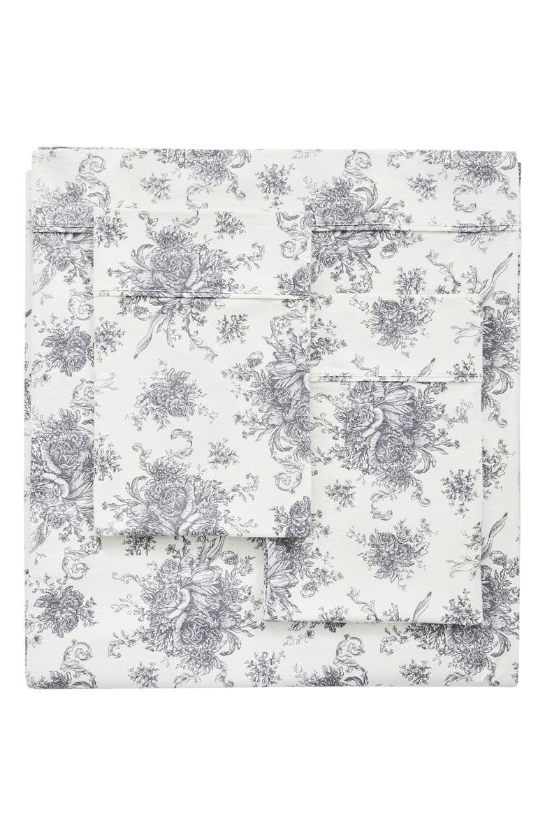 MELANGE HOME Petit Toile Flannel Sheet Set, Main, color, Grey