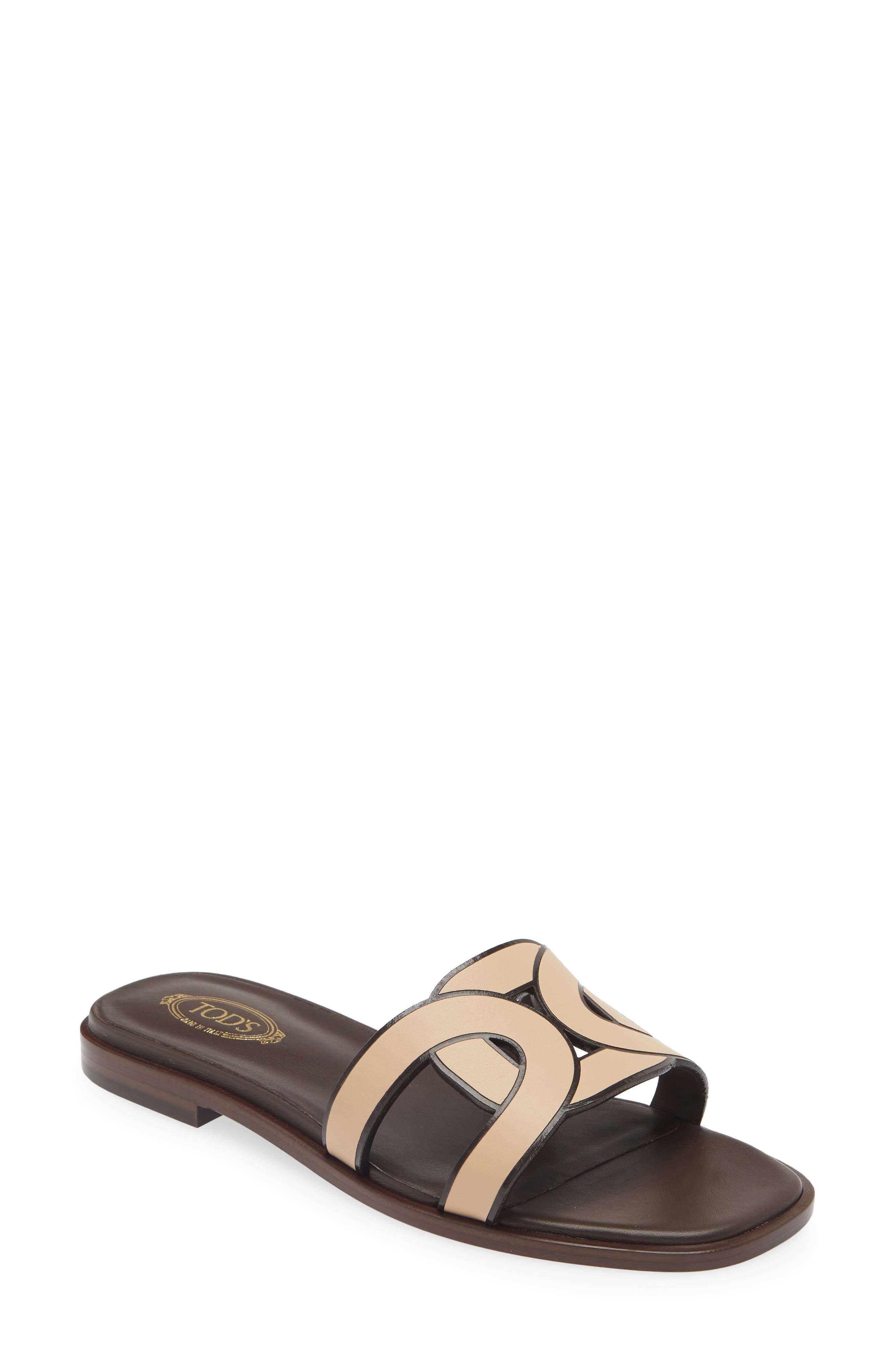 Tod's Chain Motif Slide Sandal, Main, color, 