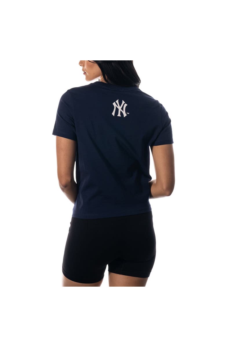 THE WILD COLLECTIVE Women's The Wild Collective Navy New York Yankees Twist Front T-Shirt, Alternate, color, Navy